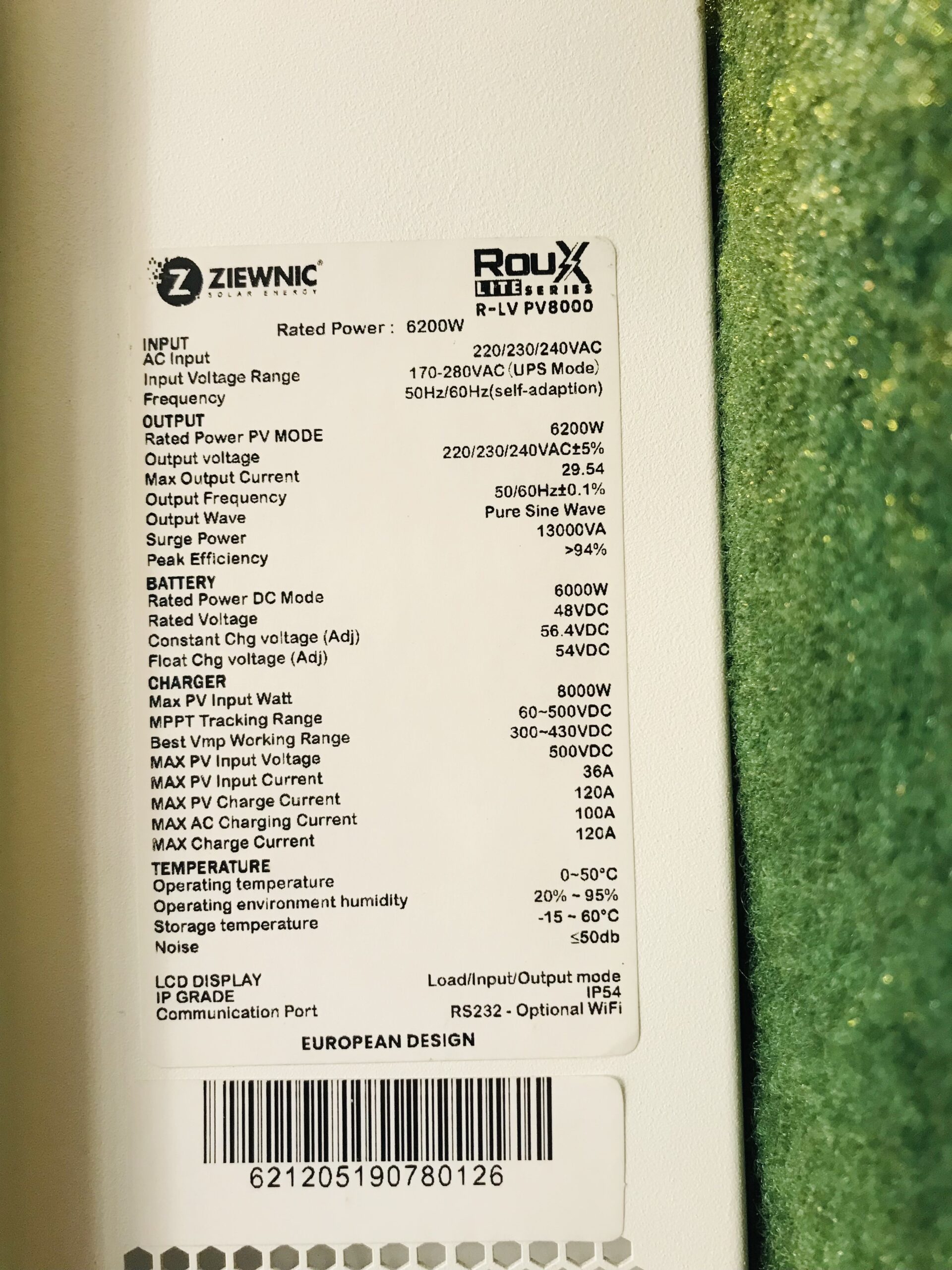 ZIEWNIC SOLAR INVERTER IP54 6.2kw - Image 3